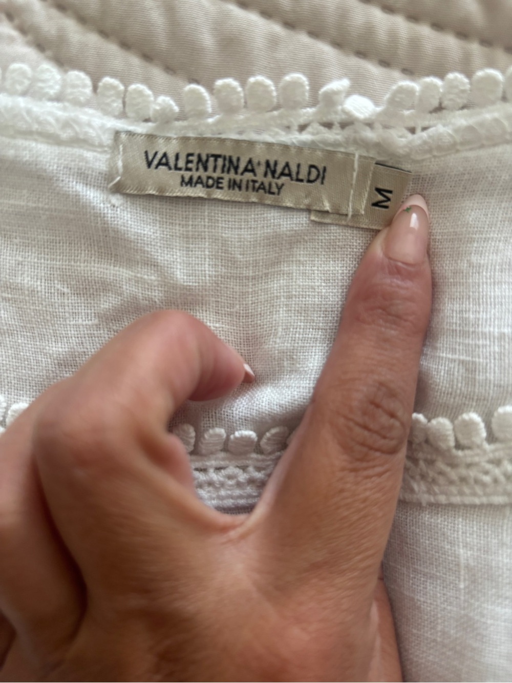 Valentina Naldi Shirt Made in Italy 100% Linen Boho Sleeveless Top Embroidered M - Picture 5 of 5